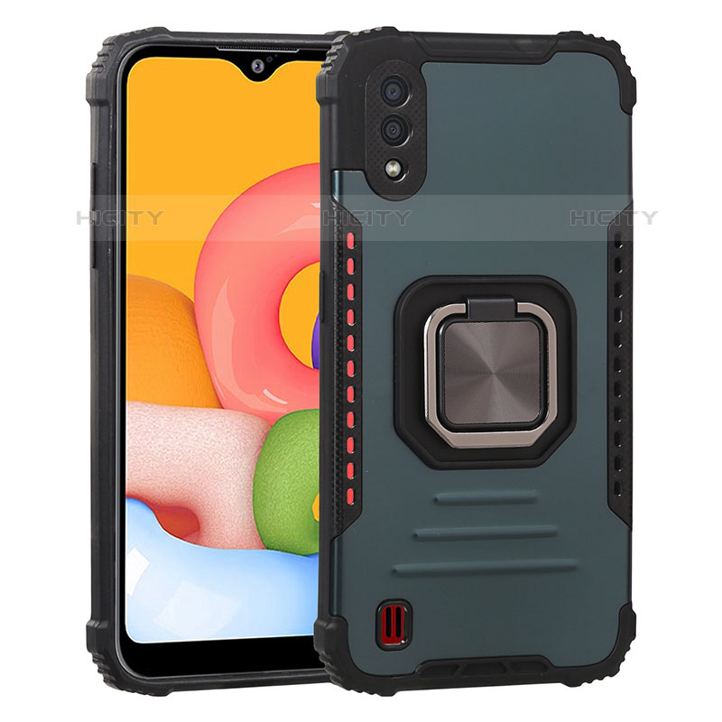 Funda Bumper Silicona y Plastico Mate Carcasa con Magnetico Anillo de dedo Soporte ZJ2 para Samsung Galaxy M01