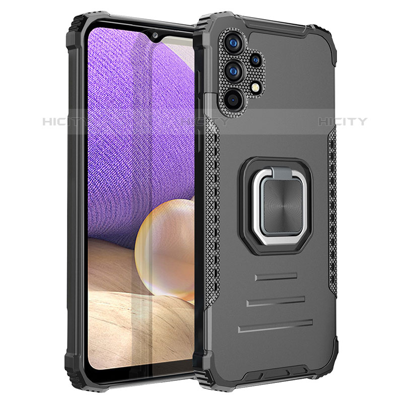 Funda Bumper Silicona y Plastico Mate Carcasa con Magnetico Anillo de dedo Soporte ZJ2 para Samsung Galaxy M32 5G Negro