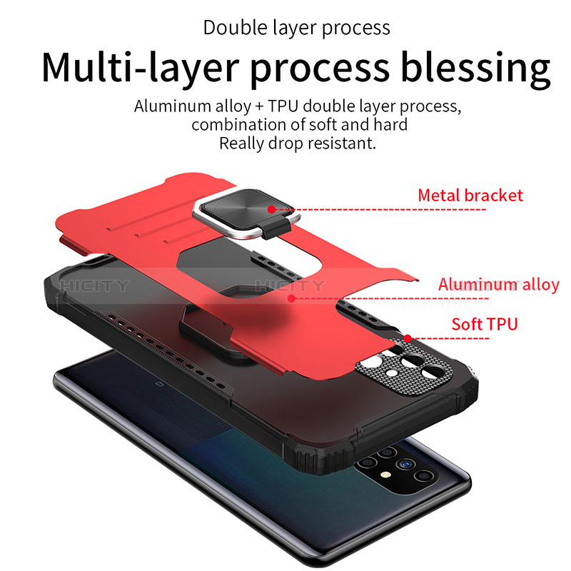 Funda Bumper Silicona y Plastico Mate Carcasa con Magnetico Anillo de dedo Soporte ZJ2 para Samsung Galaxy M40S