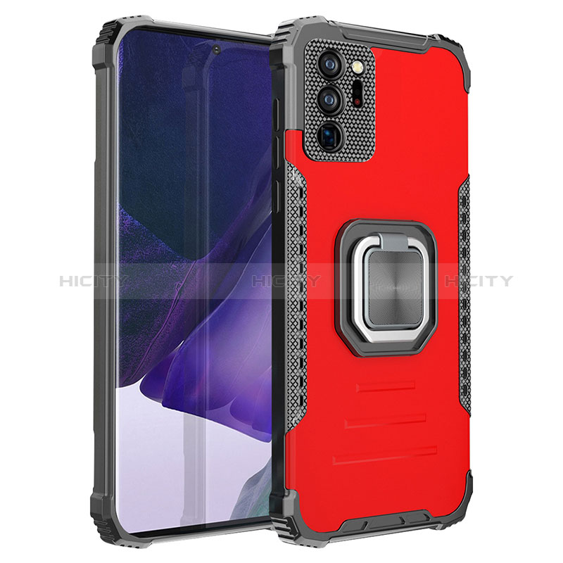 Funda Bumper Silicona y Plastico Mate Carcasa con Magnetico Anillo de dedo Soporte ZJ2 para Samsung Galaxy Note 20 Ultra 5G Rojo