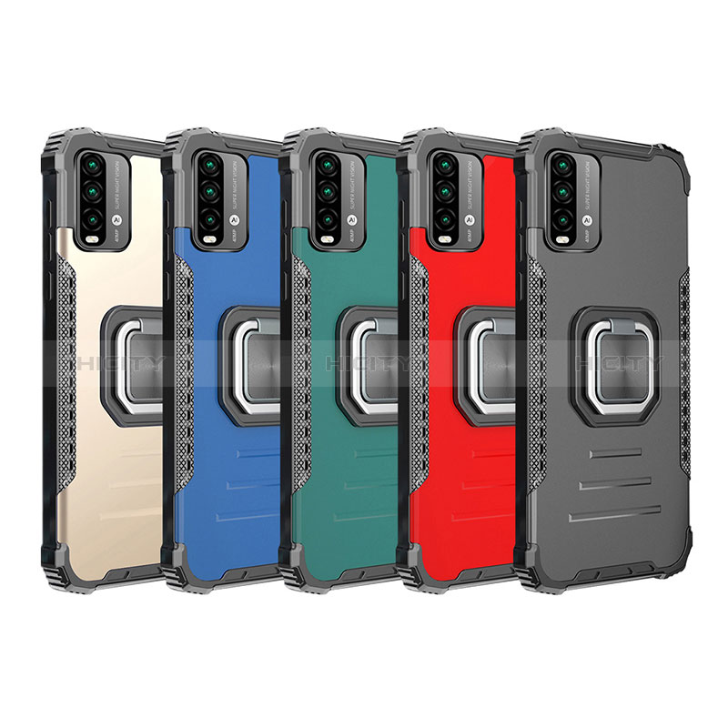 Funda Bumper Silicona y Plastico Mate Carcasa con Magnetico Anillo de dedo Soporte ZJ2 para Xiaomi Redmi 9 Power