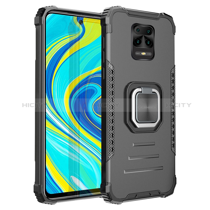 Funda Bumper Silicona y Plastico Mate Carcasa con Magnetico Anillo de dedo Soporte ZJ2 para Xiaomi Redmi Note 9 Pro Max