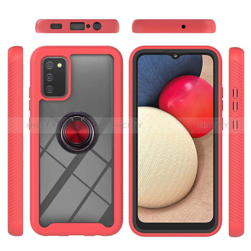 Funda Bumper Silicona y Plastico Mate Carcasa con Magnetico Anillo de dedo Soporte ZJ5 para Samsung Galaxy A02s