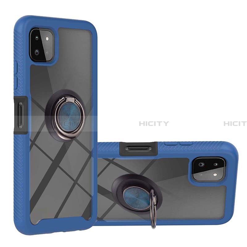 Funda Bumper Silicona y Plastico Mate Carcasa con Magnetico Anillo de dedo Soporte ZJ5 para Samsung Galaxy A22 5G