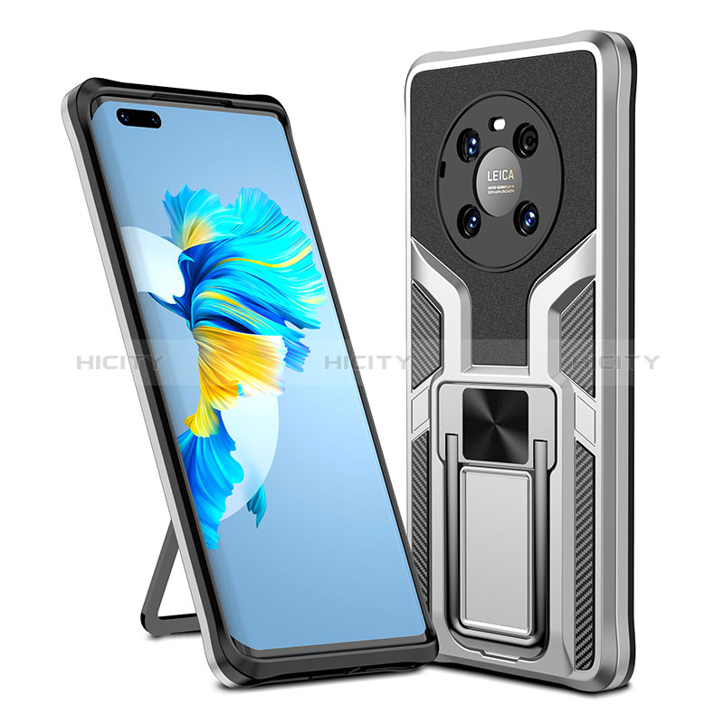 Funda Bumper Silicona y Plastico Mate Carcasa con Magnetico Anillo de dedo Soporte ZL1 para Huawei Mate 40 Pro