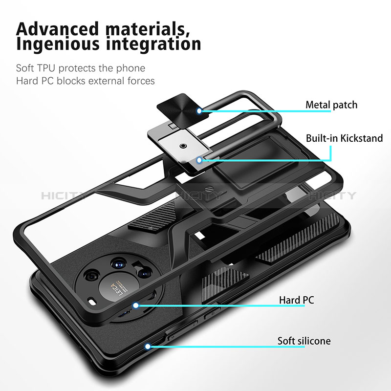 Funda Bumper Silicona y Plastico Mate Carcasa con Magnetico Anillo de dedo Soporte ZL1 para Huawei Mate 40 Pro+ Plus