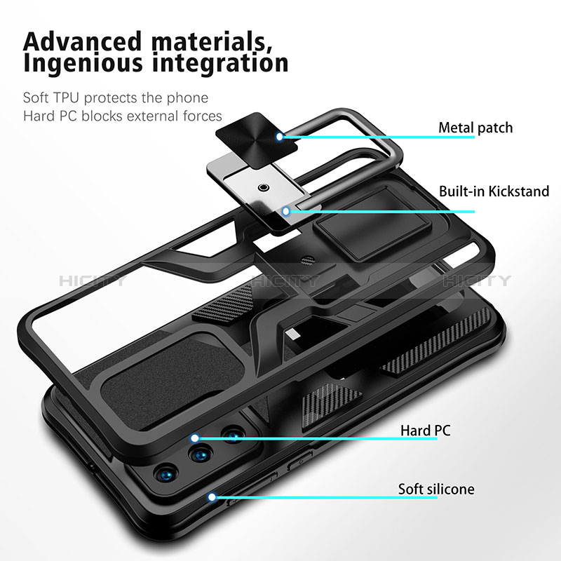 Funda Bumper Silicona y Plastico Mate Carcasa con Magnetico Anillo de dedo Soporte ZL1 para Huawei P40