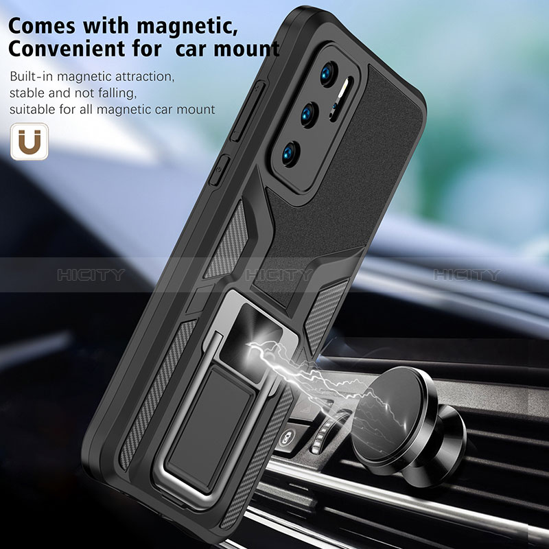 Funda Bumper Silicona y Plastico Mate Carcasa con Magnetico Anillo de dedo Soporte ZL1 para Huawei P40