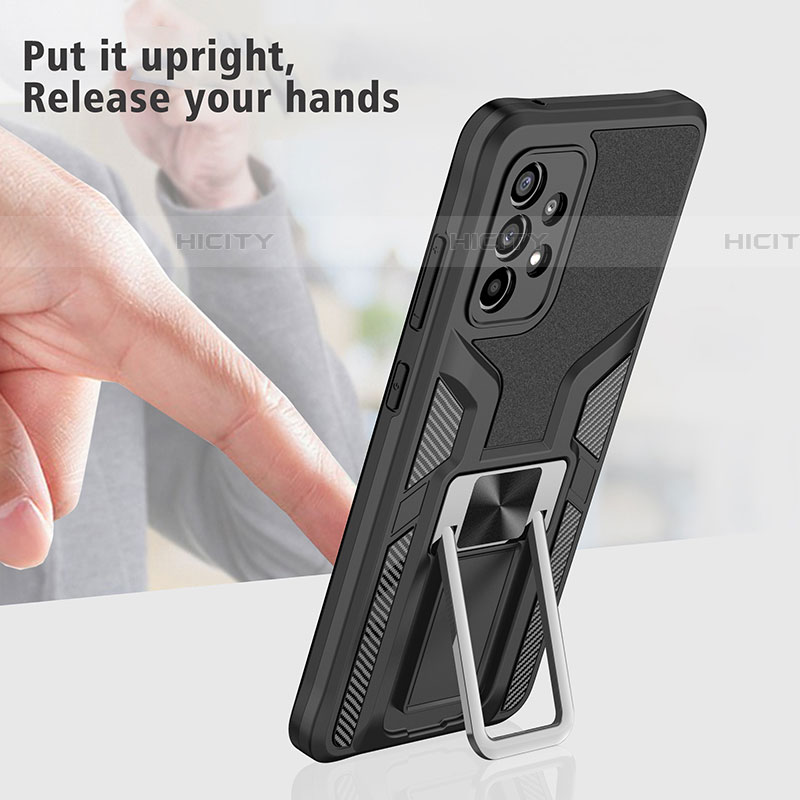 Funda Bumper Silicona y Plastico Mate Carcasa con Magnetico Anillo de dedo Soporte ZL1 para Samsung Galaxy A52 4G