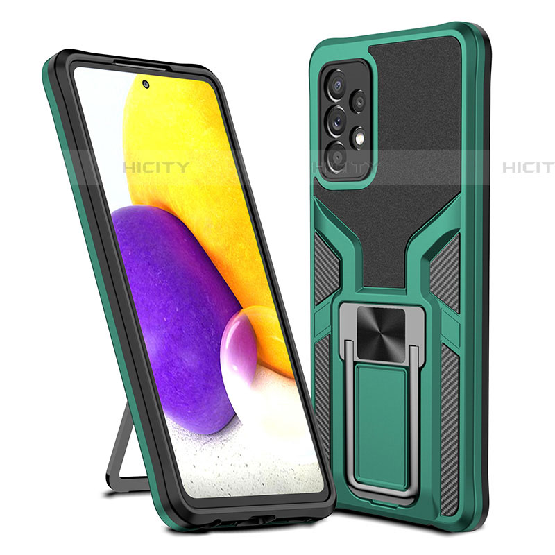 Funda Bumper Silicona y Plastico Mate Carcasa con Magnetico Anillo de dedo Soporte ZL1 para Samsung Galaxy A72 5G