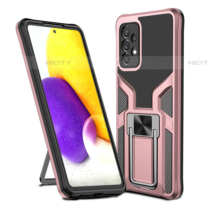 Funda Bumper Silicona y Plastico Mate Carcasa con Magnetico Anillo de dedo Soporte ZL1 para Samsung Galaxy A72 5G