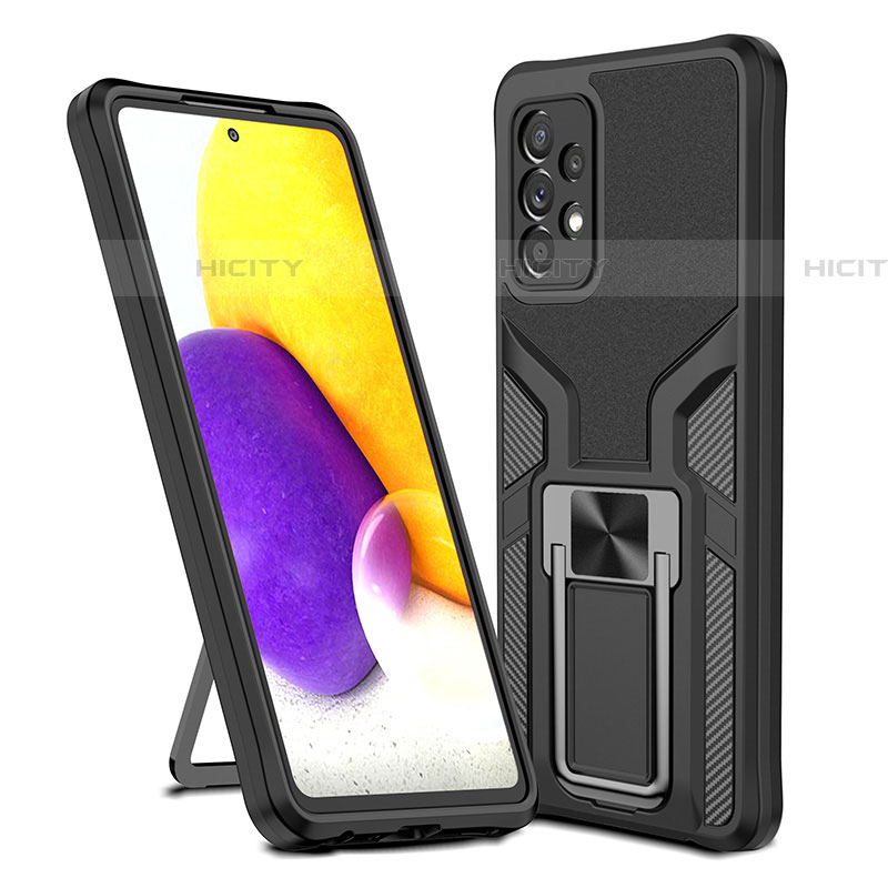 Funda Bumper Silicona y Plastico Mate Carcasa con Magnetico Anillo de dedo Soporte ZL1 para Samsung Galaxy A72 5G