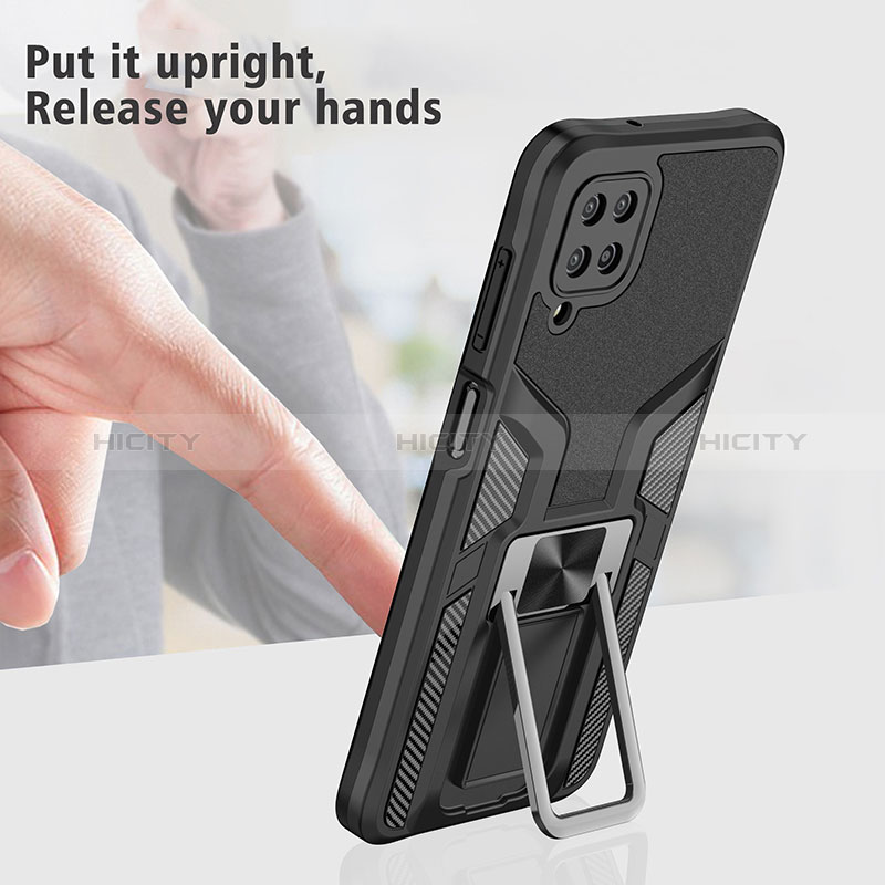 Funda Bumper Silicona y Plastico Mate Carcasa con Magnetico Anillo de dedo Soporte ZL1 para Samsung Galaxy F12