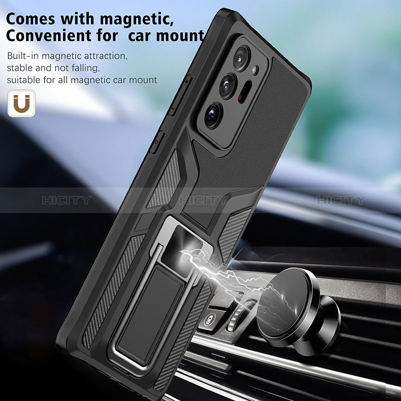 Funda Bumper Silicona y Plastico Mate Carcasa con Magnetico Anillo de dedo Soporte ZL1 para Samsung Galaxy Note 20 Ultra 5G