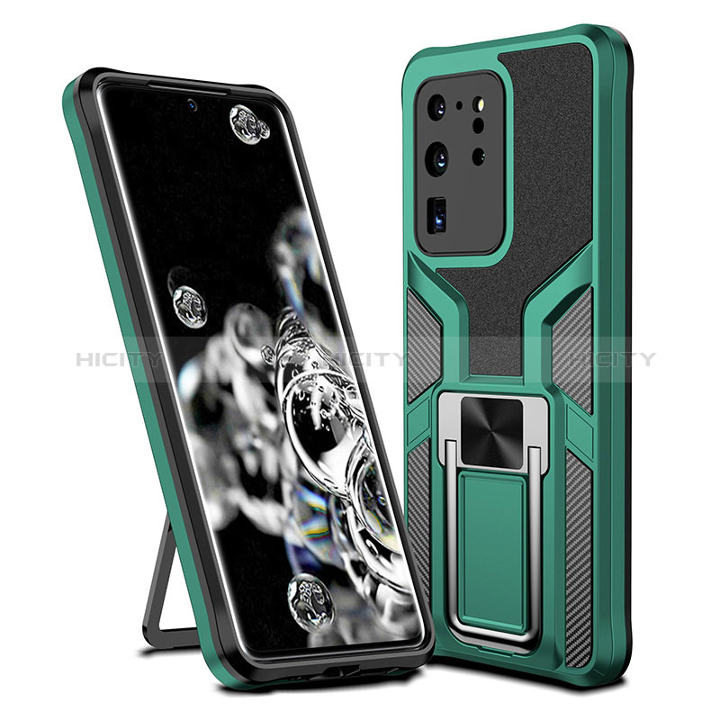 Funda Bumper Silicona y Plastico Mate Carcasa con Magnetico Anillo de dedo Soporte ZL1 para Samsung Galaxy S20 Ultra 5G