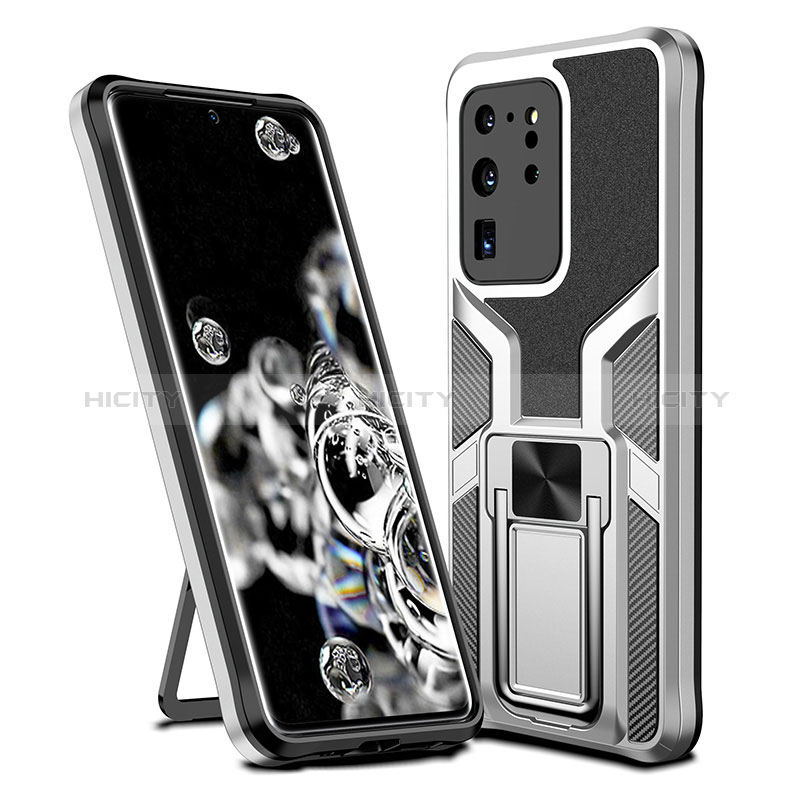 Funda Bumper Silicona y Plastico Mate Carcasa con Magnetico Anillo de dedo Soporte ZL1 para Samsung Galaxy S20 Ultra 5G