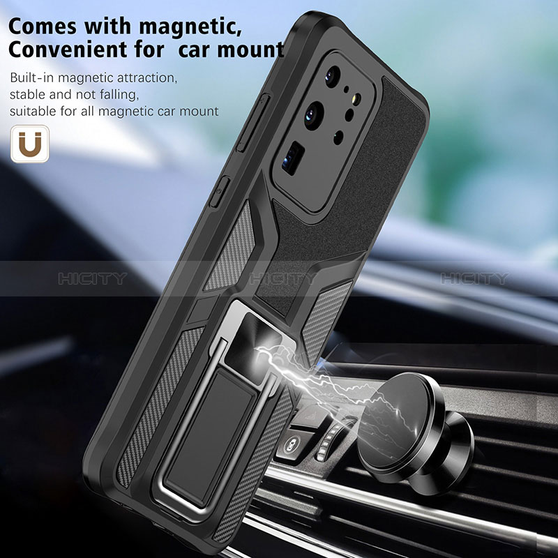 Funda Bumper Silicona y Plastico Mate Carcasa con Magnetico Anillo de dedo Soporte ZL1 para Samsung Galaxy S20 Ultra 5G