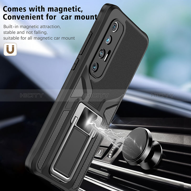 Funda Bumper Silicona y Plastico Mate Carcasa con Magnetico Anillo de dedo Soporte ZL1 para Xiaomi Mi 10S 5G