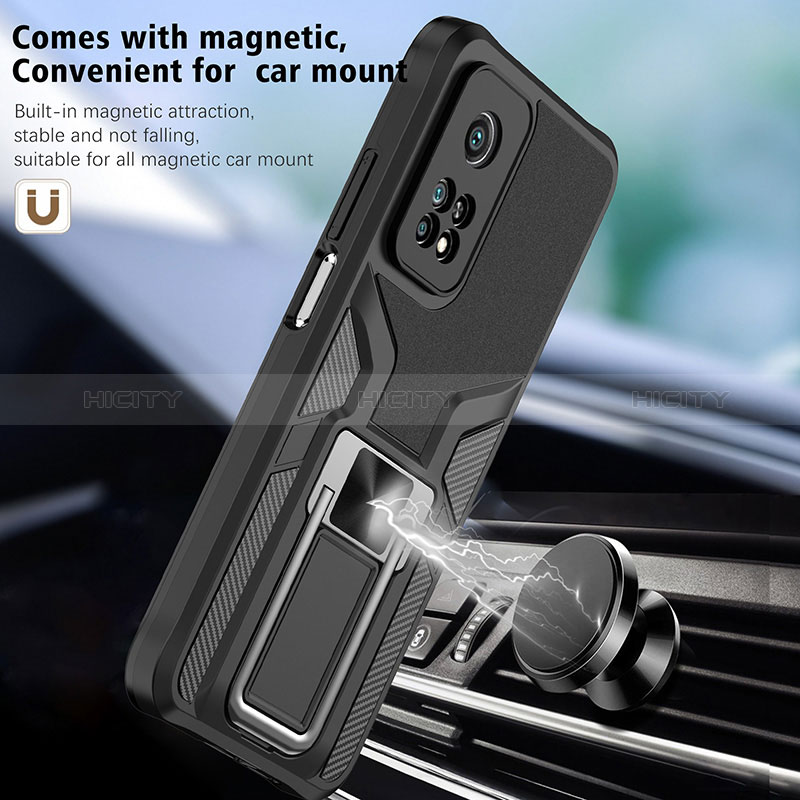 Funda Bumper Silicona y Plastico Mate Carcasa con Magnetico Anillo de dedo Soporte ZL1 para Xiaomi Mi 10T 5G