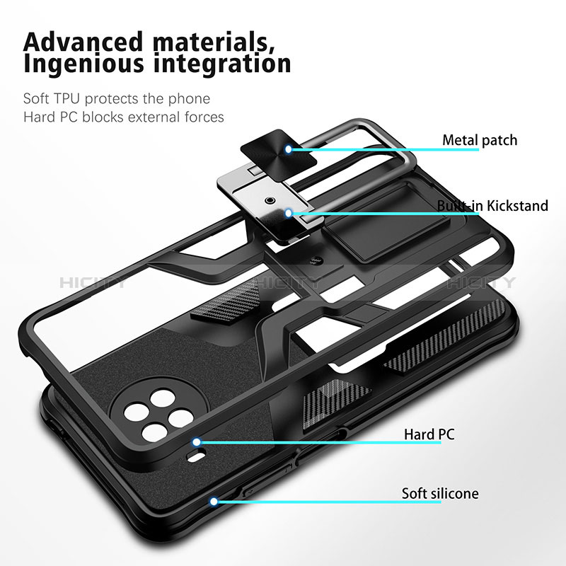 Funda Bumper Silicona y Plastico Mate Carcasa con Magnetico Anillo de dedo Soporte ZL1 para Xiaomi Mi 10T Lite 5G
