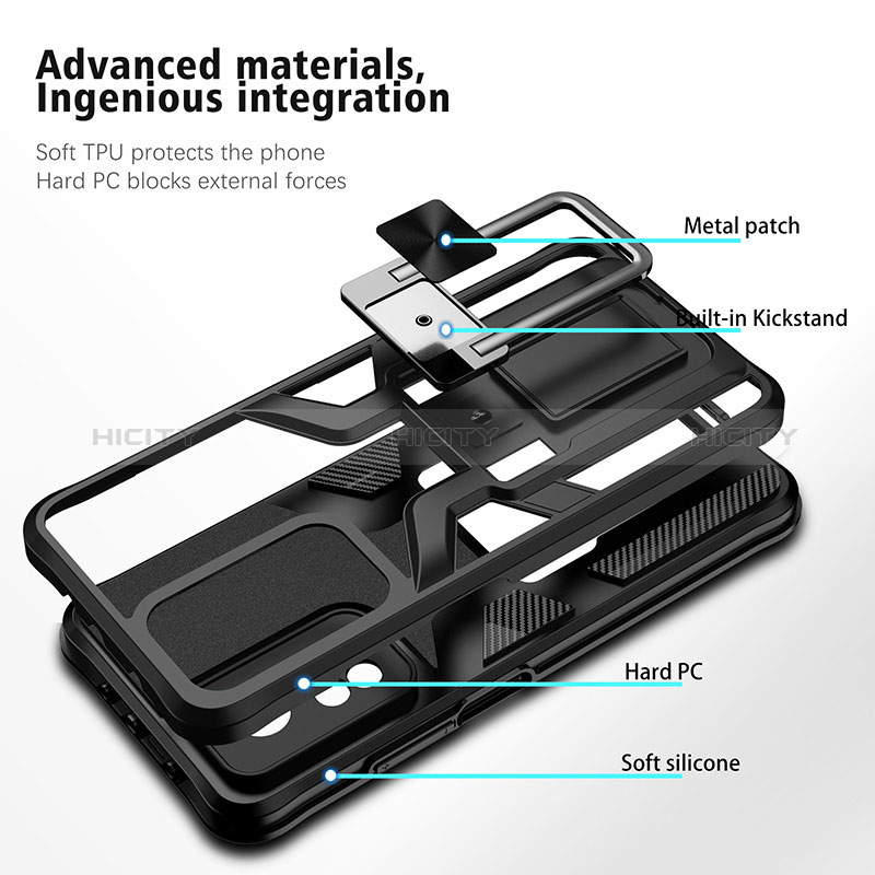 Funda Bumper Silicona y Plastico Mate Carcasa con Magnetico Anillo de dedo Soporte ZL1 para Xiaomi Mi 10T Pro 5G