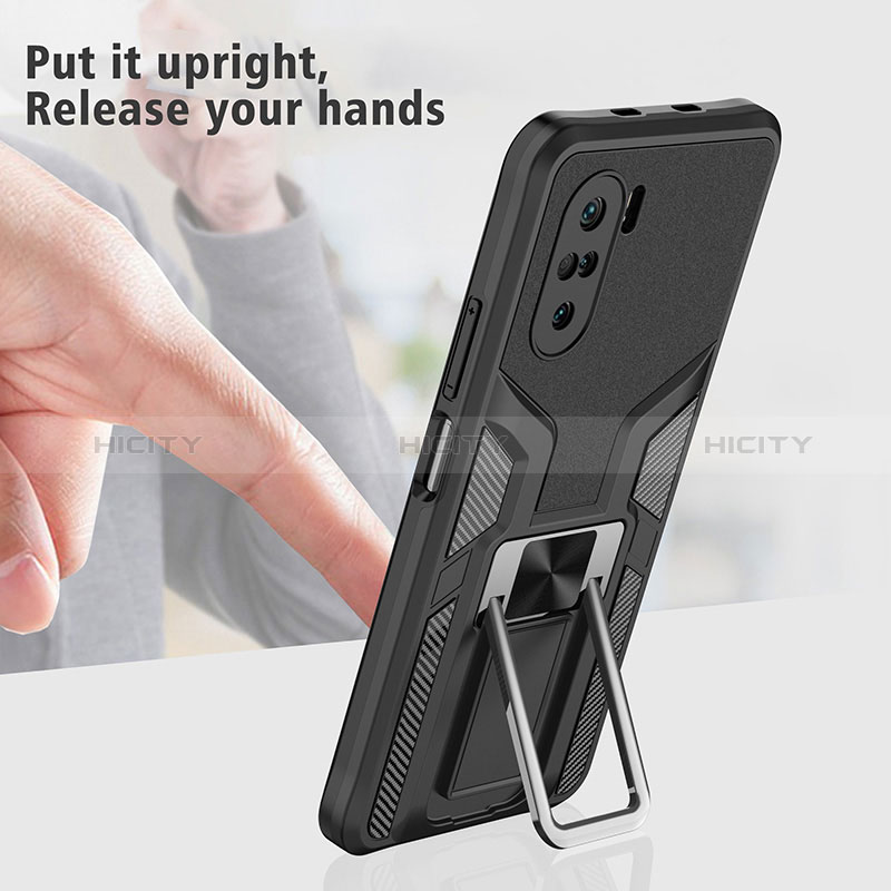 Funda Bumper Silicona y Plastico Mate Carcasa con Magnetico Anillo de dedo Soporte ZL1 para Xiaomi Mi 11X 5G