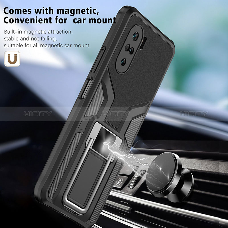 Funda Bumper Silicona y Plastico Mate Carcasa con Magnetico Anillo de dedo Soporte ZL1 para Xiaomi Mi 11X 5G