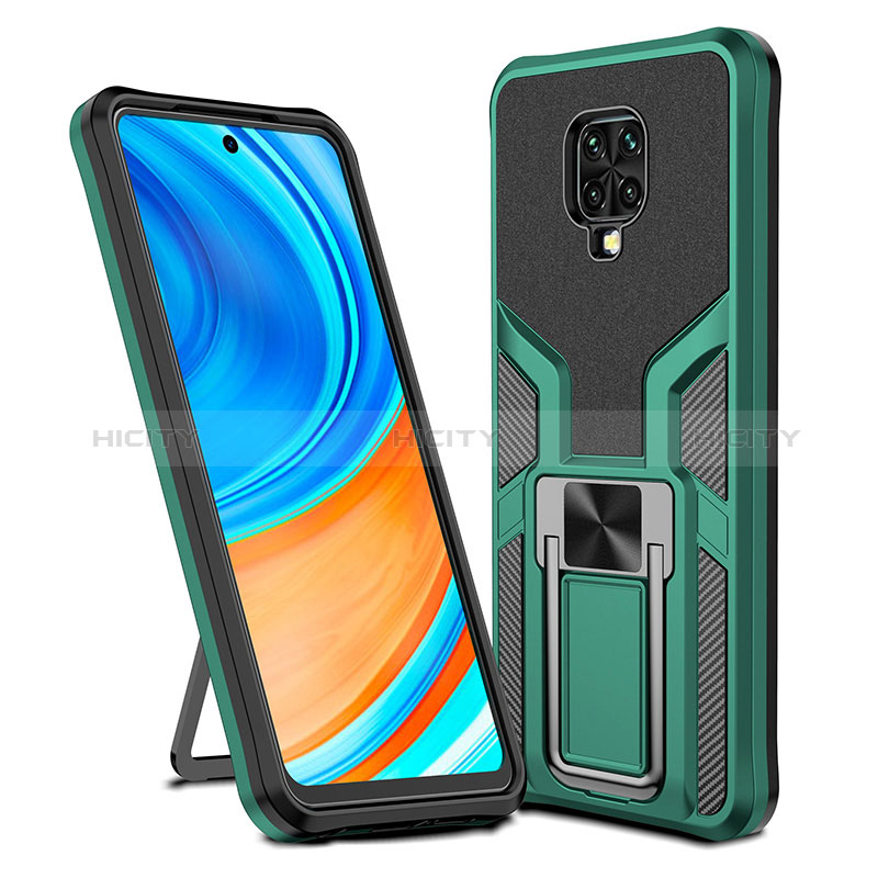 Funda Bumper Silicona y Plastico Mate Carcasa con Magnetico Anillo de dedo Soporte ZL1 para Xiaomi Poco M2 Pro