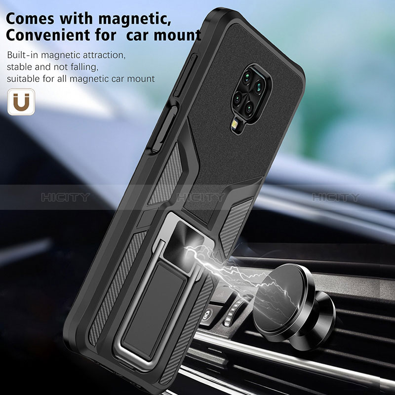 Funda Bumper Silicona y Plastico Mate Carcasa con Magnetico Anillo de dedo Soporte ZL1 para Xiaomi Poco M2 Pro