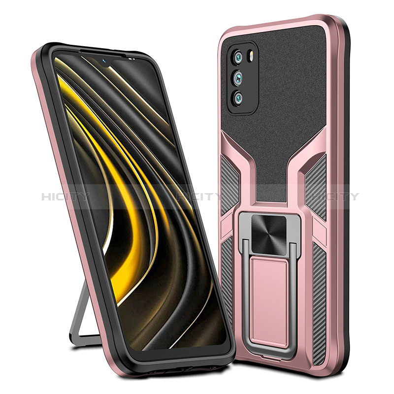 Funda Bumper Silicona y Plastico Mate Carcasa con Magnetico Anillo de dedo Soporte ZL1 para Xiaomi Poco M3