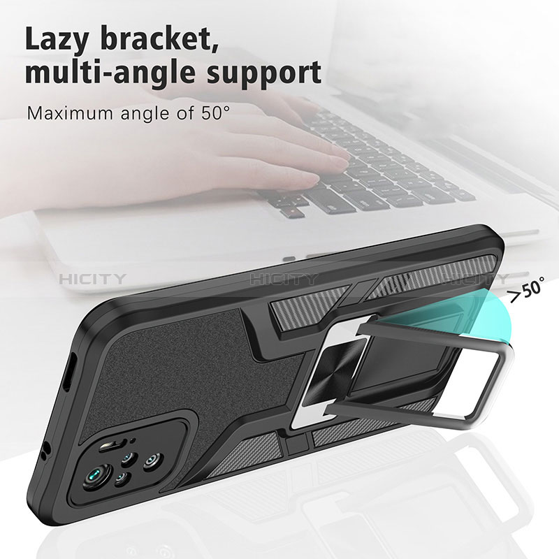 Funda Bumper Silicona y Plastico Mate Carcasa con Magnetico Anillo de dedo Soporte ZL1 para Xiaomi Poco M5S