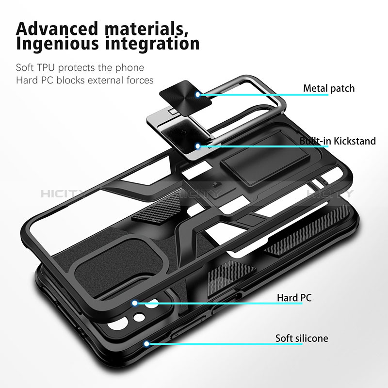 Funda Bumper Silicona y Plastico Mate Carcasa con Magnetico Anillo de dedo Soporte ZL1 para Xiaomi Poco M5S