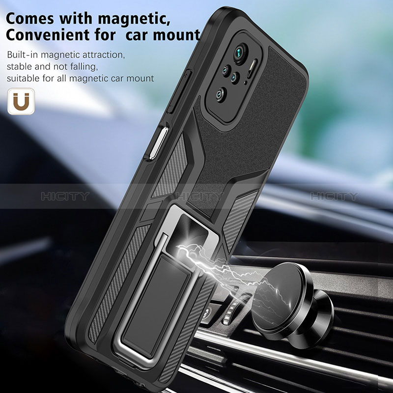 Funda Bumper Silicona y Plastico Mate Carcasa con Magnetico Anillo de dedo Soporte ZL1 para Xiaomi Poco M5S