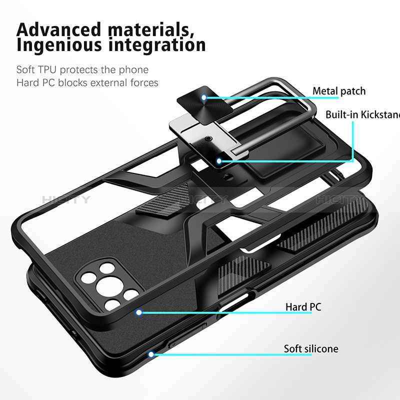 Funda Bumper Silicona y Plastico Mate Carcasa con Magnetico Anillo de dedo Soporte ZL1 para Xiaomi Poco X3