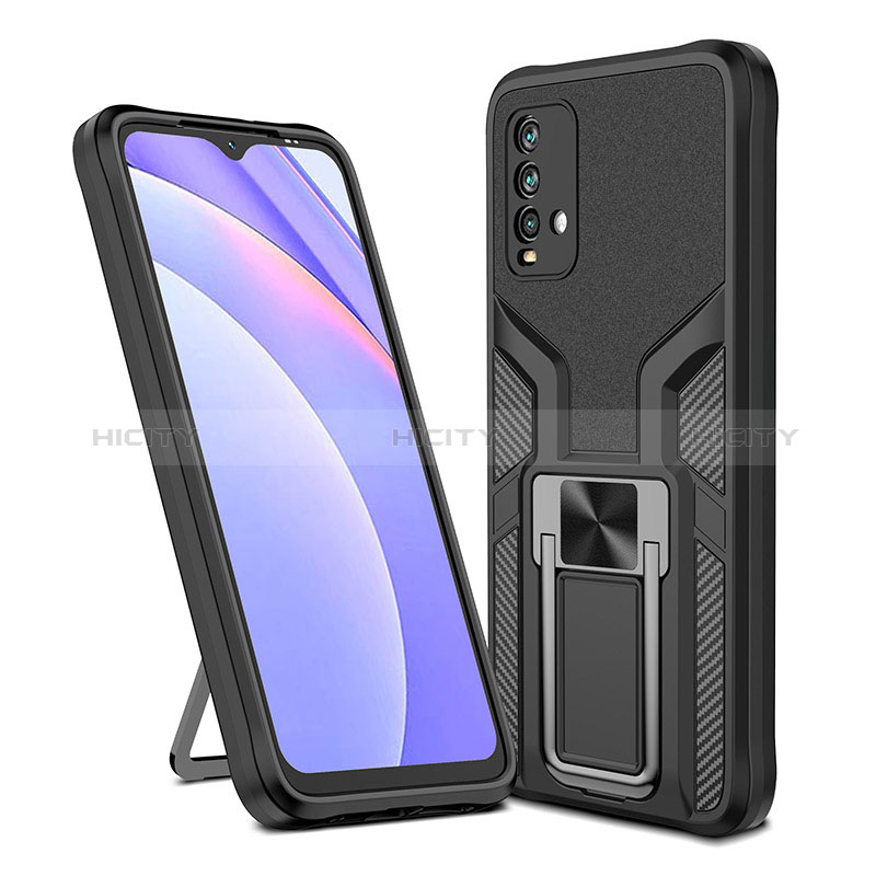 Funda Bumper Silicona y Plastico Mate Carcasa con Magnetico Anillo de dedo Soporte ZL1 para Xiaomi Redmi 9 Power