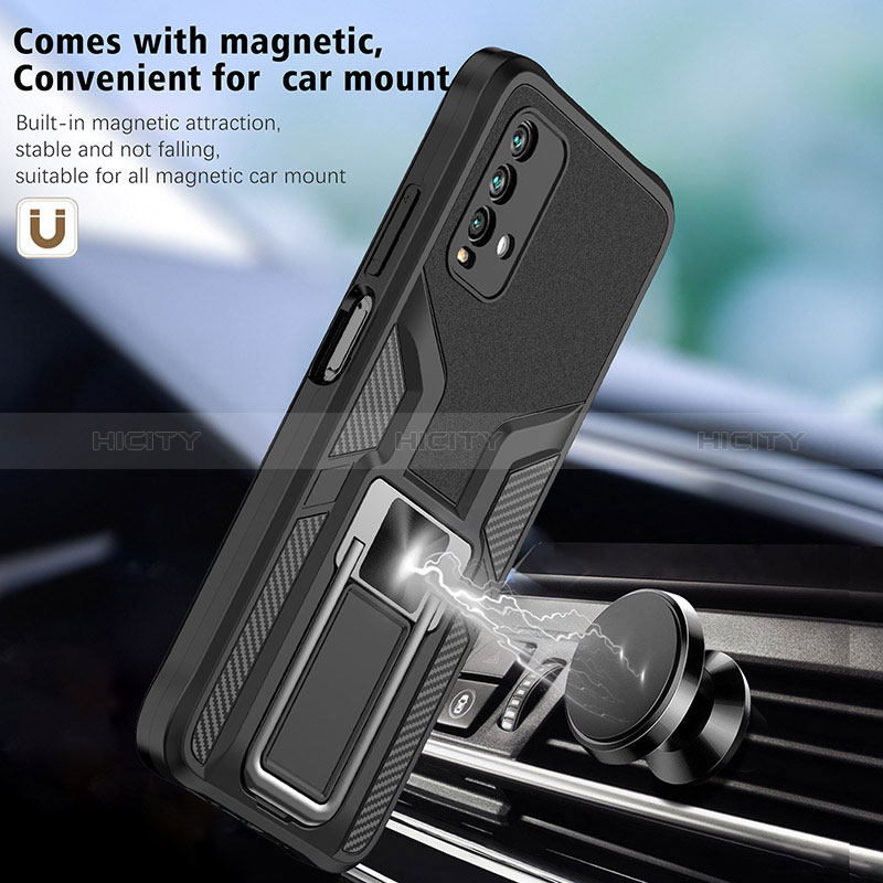 Funda Bumper Silicona y Plastico Mate Carcasa con Magnetico Anillo de dedo Soporte ZL1 para Xiaomi Redmi 9 Power