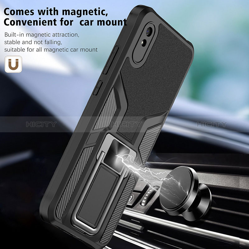 Funda Bumper Silicona y Plastico Mate Carcasa con Magnetico Anillo de dedo Soporte ZL1 para Xiaomi Redmi 9A