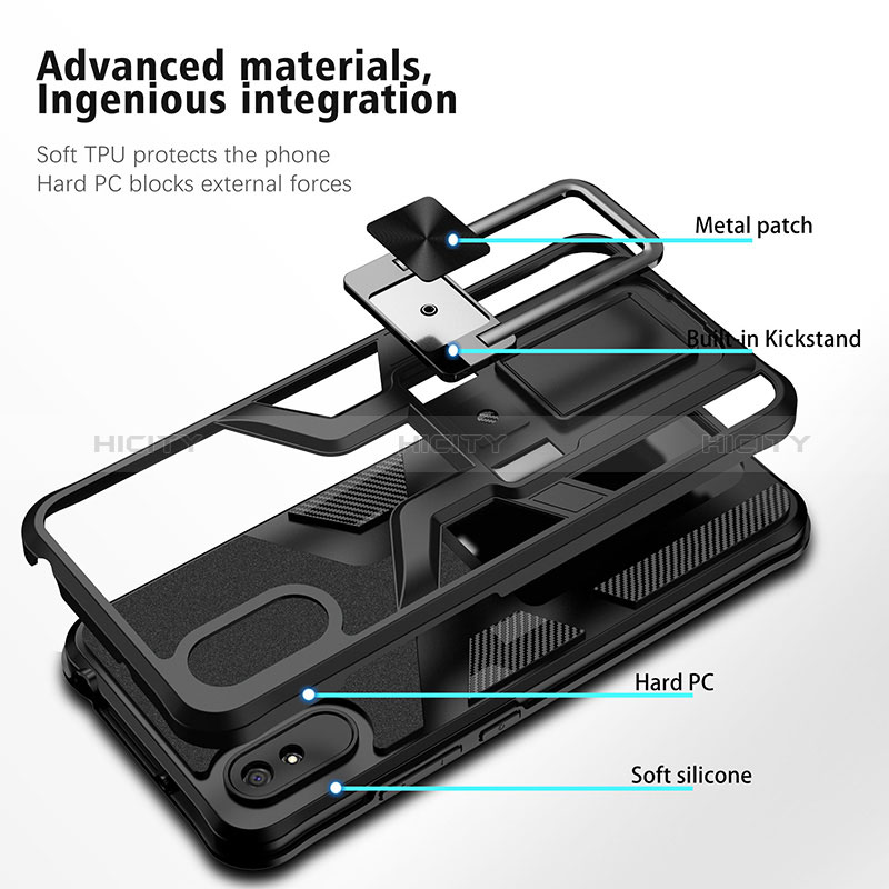 Funda Bumper Silicona y Plastico Mate Carcasa con Magnetico Anillo de dedo Soporte ZL1 para Xiaomi Redmi 9i