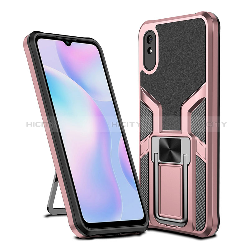 Funda Bumper Silicona y Plastico Mate Carcasa con Magnetico Anillo de dedo Soporte ZL1 para Xiaomi Redmi 9i