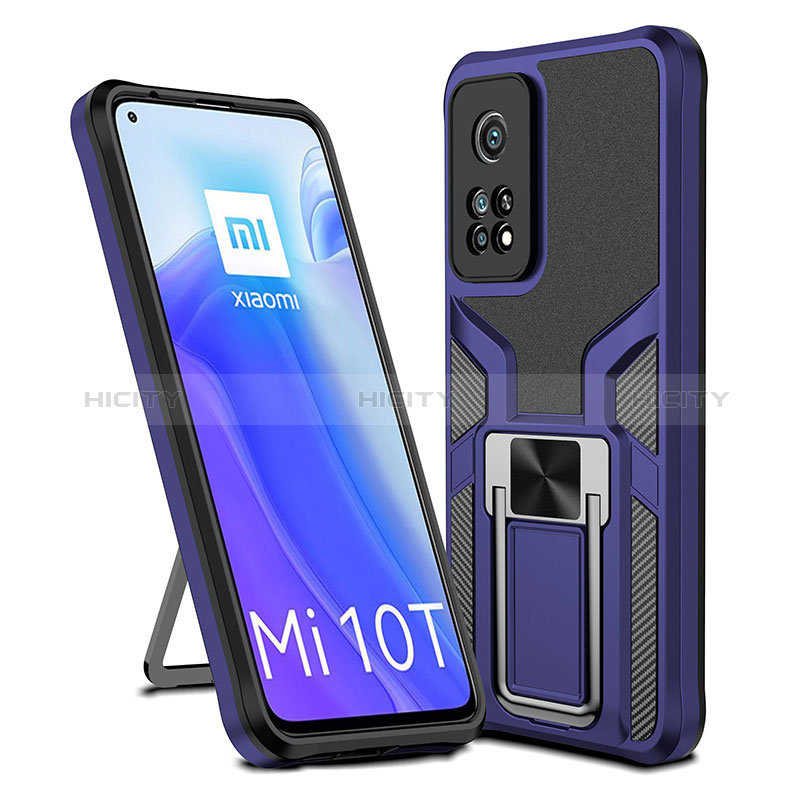 Funda Bumper Silicona y Plastico Mate Carcasa con Magnetico Anillo de dedo Soporte ZL1 para Xiaomi Redmi K30S 5G