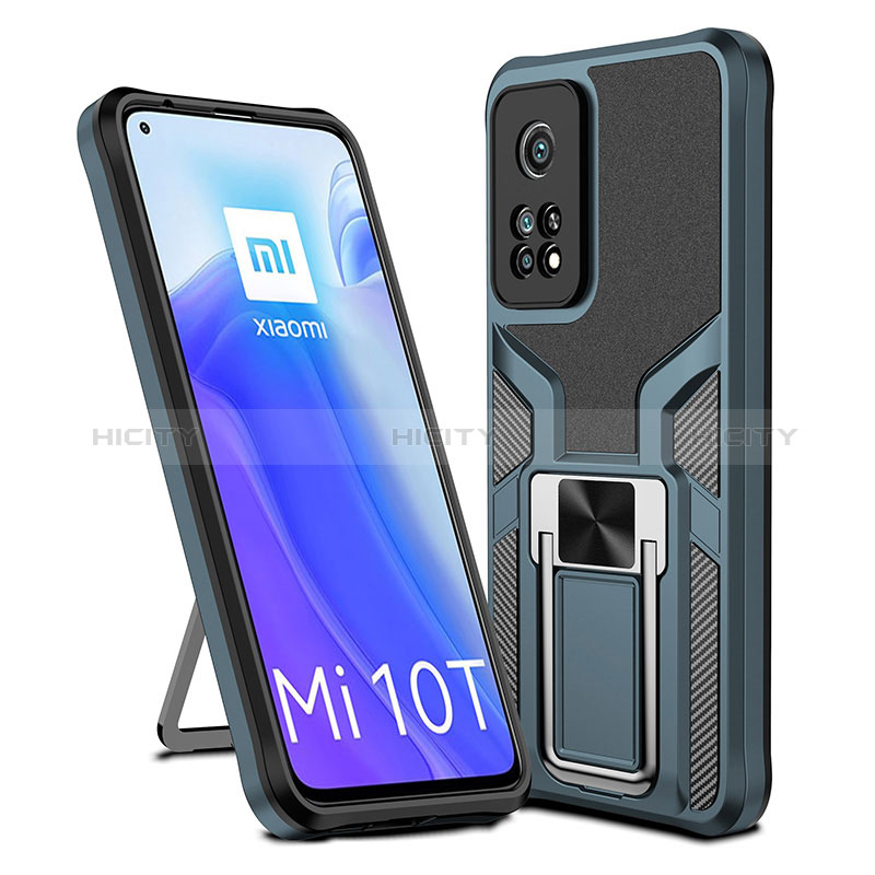 Funda Bumper Silicona y Plastico Mate Carcasa con Magnetico Anillo de dedo Soporte ZL1 para Xiaomi Redmi K30S 5G