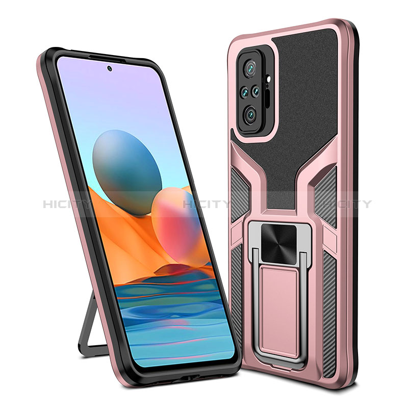 Funda Bumper Silicona y Plastico Mate Carcasa con Magnetico Anillo de dedo Soporte ZL1 para Xiaomi Redmi Note 10 Pro 4G