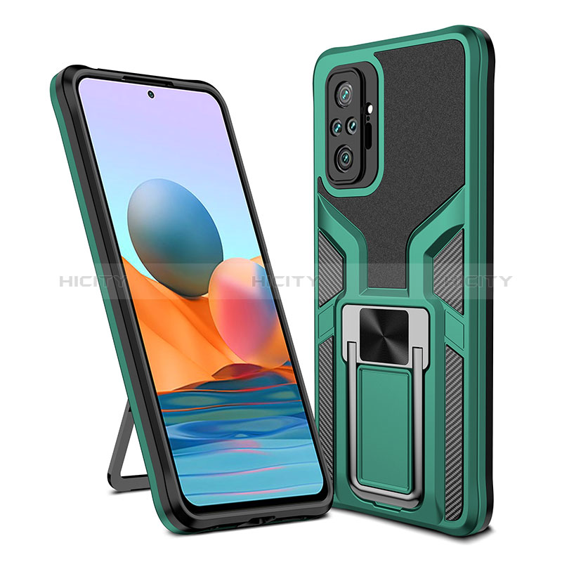 Funda Bumper Silicona y Plastico Mate Carcasa con Magnetico Anillo de dedo Soporte ZL1 para Xiaomi Redmi Note 10 Pro Max