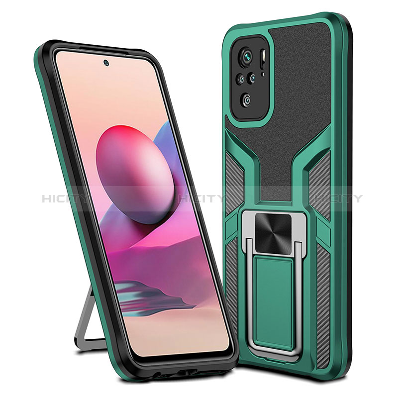 Funda Bumper Silicona y Plastico Mate Carcasa con Magnetico Anillo de dedo Soporte ZL1 para Xiaomi Redmi Note 11 SE India 4G Verde