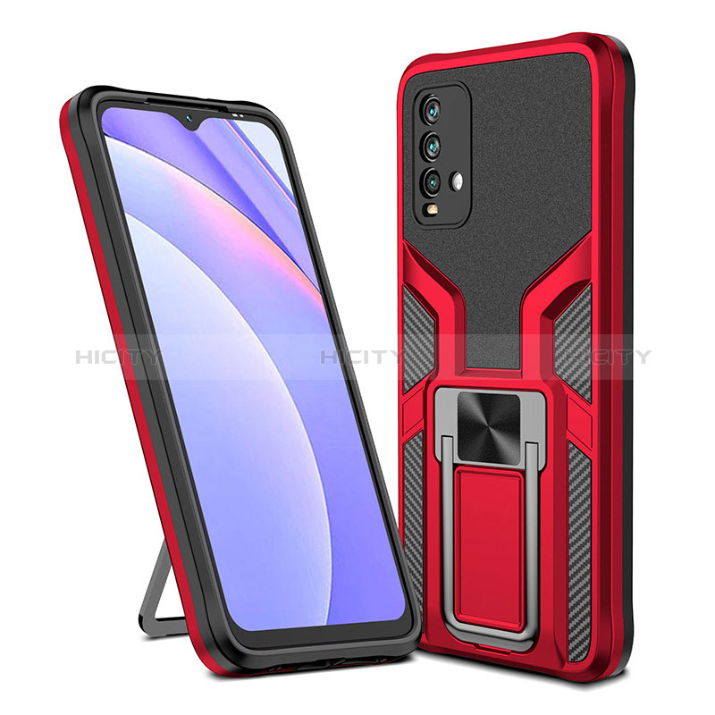 Funda Bumper Silicona y Plastico Mate Carcasa con Magnetico Anillo de dedo Soporte ZL1 para Xiaomi Redmi Note 9 4G