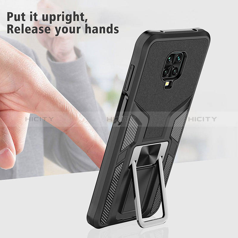 Funda Bumper Silicona y Plastico Mate Carcasa con Magnetico Anillo de dedo Soporte ZL1 para Xiaomi Redmi Note 9 Pro Max