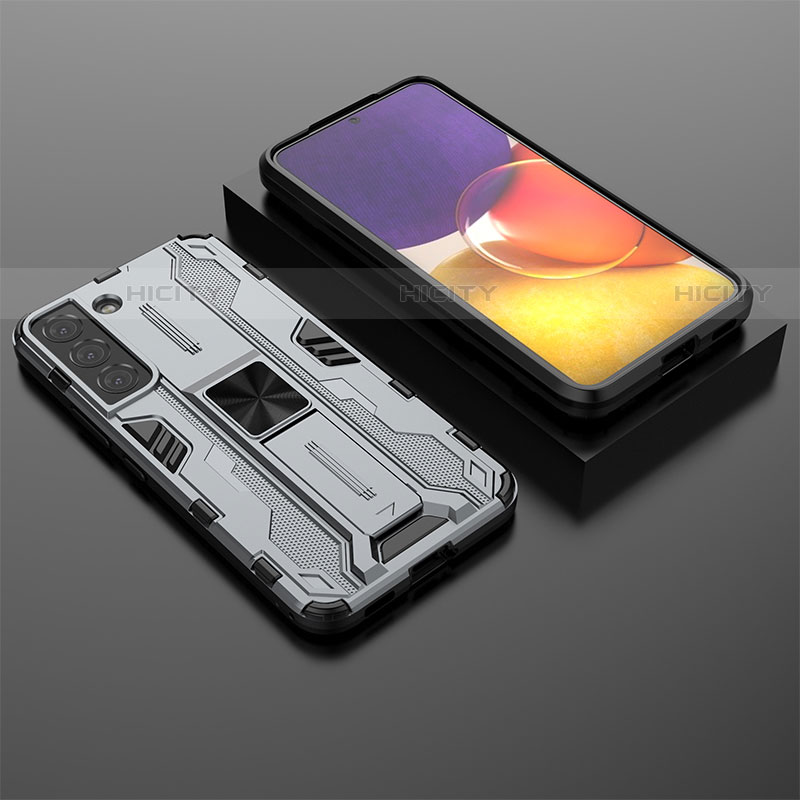 Funda Bumper Silicona y Plastico Mate Carcasa con Magnetico Soporte A01 para Samsung Galaxy S21 FE 5G
