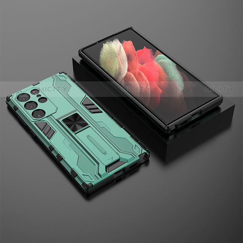 Funda Bumper Silicona y Plastico Mate Carcasa con Magnetico Soporte A01 para Samsung Galaxy S22 Ultra 5G