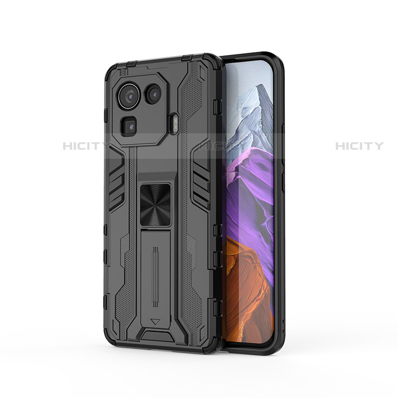 Funda Bumper Silicona y Plastico Mate Carcasa con Magnetico Soporte A01 para Xiaomi Mi 11 Pro 5G Negro