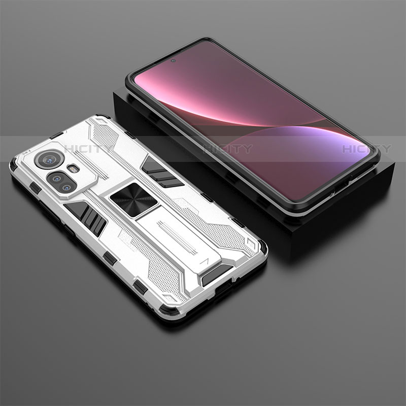 Funda Bumper Silicona y Plastico Mate Carcasa con Magnetico Soporte A01 para Xiaomi Mi 12 Lite 5G